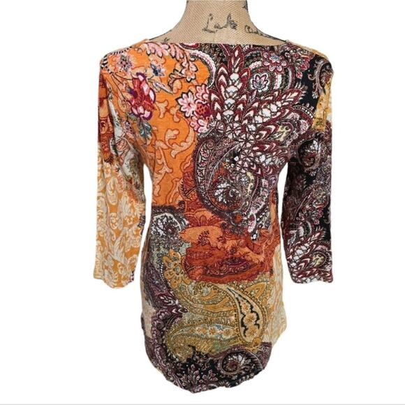 Chico's Floral Patchwork Vibes V-Neck 3/4 Sleeve Tunic Size 0 Small - Picture 2 of 8